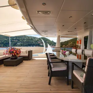 Upper deck aft dining & seating area