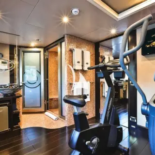 Main deck private gym with sauna and steam room