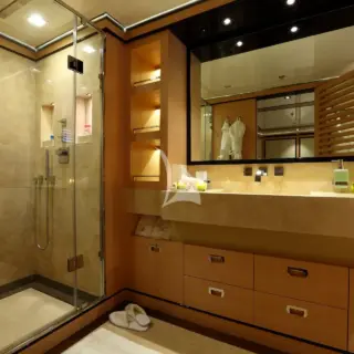 Owner's suite on wheelhouse deck, bathroom