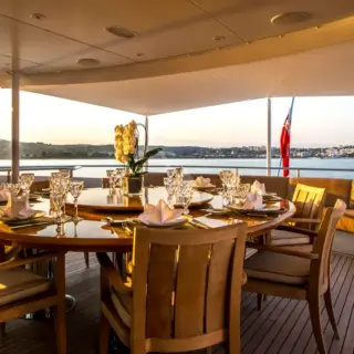 Dining table alf of the bridge deck