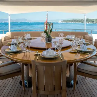 Dining table alf of the bridge deck