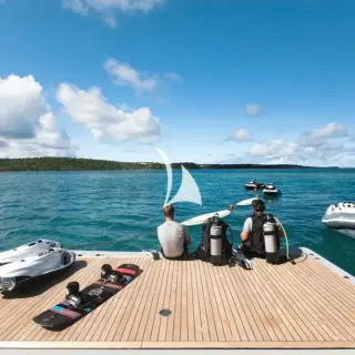 On board diving instructor