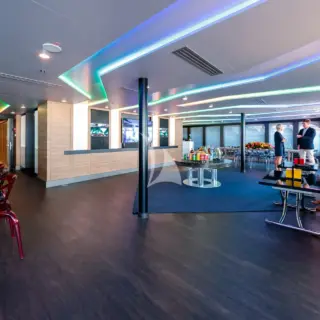 Main deck salon with drink set up