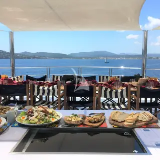 Lunch set up on sundeck