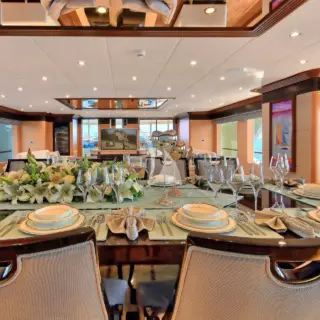 Meira main deck salon formal dining looking aft
