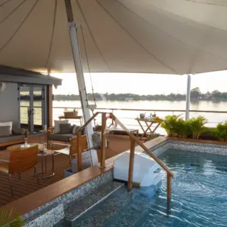 Upper deck forward lounging area and pool