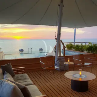 Upper deck forward lounging area and pool
