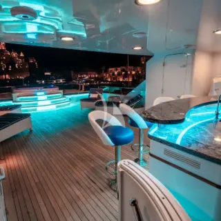 Flybridge deck at night