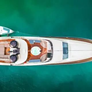 Aerial view with chase tender