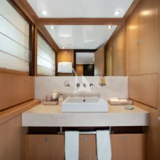 Identical bathrooms in both double cabins