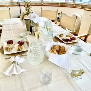 Aft deck table setting