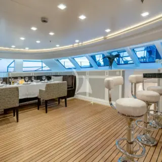 Main deck dining and bar area forward