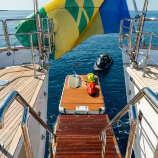Main deck aft transom platform to sea level