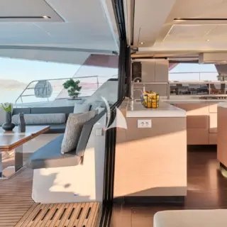 Aft deck dining area and galley