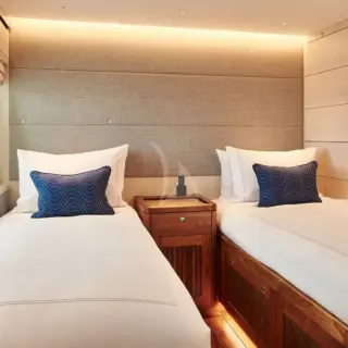 Guest convertible stateroom showing twin layout