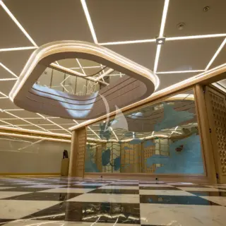 Central lobby & staircase which creates a feeling of immense scale for the guests