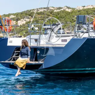 Relaxing from the open transom
