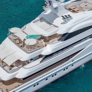 Aerial view of aft decks