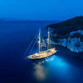 NURTEN A at anchor at night