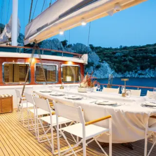 Deck dining at night