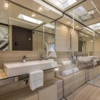 Master stateroom ensuite with his and hers