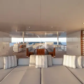 Sun deck aft lounging and dining area